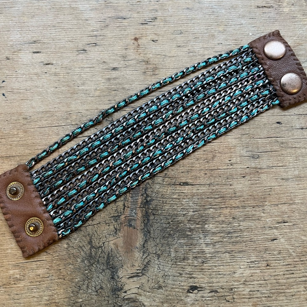 Brown and Teal Multi-Strand Bracelet